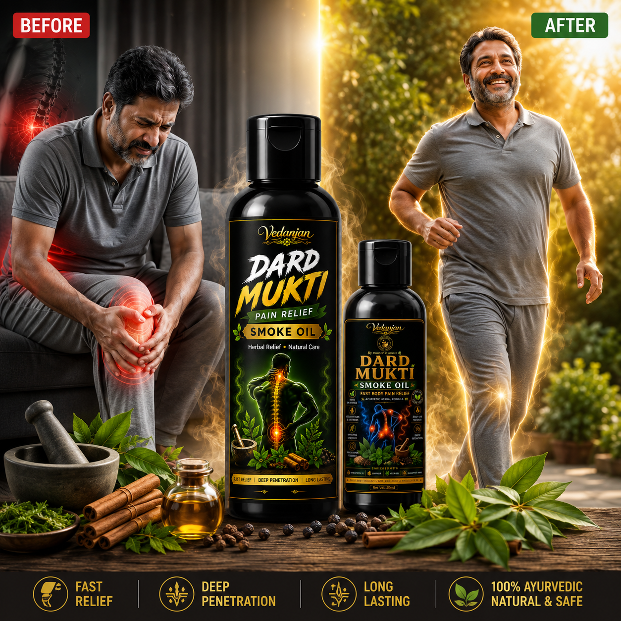 Vedanjan Dard Mukti Pain Relief Smoke Oil – Herbal Relief for Joint & Muscle Pain