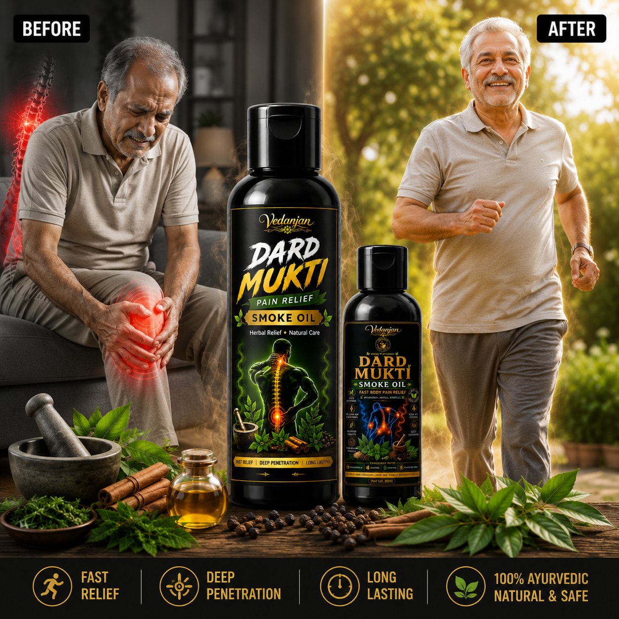 Vedanjan Dard Mukti Pain Relief Smoke Oil – Herbal Relief for Joint & Muscle Pain