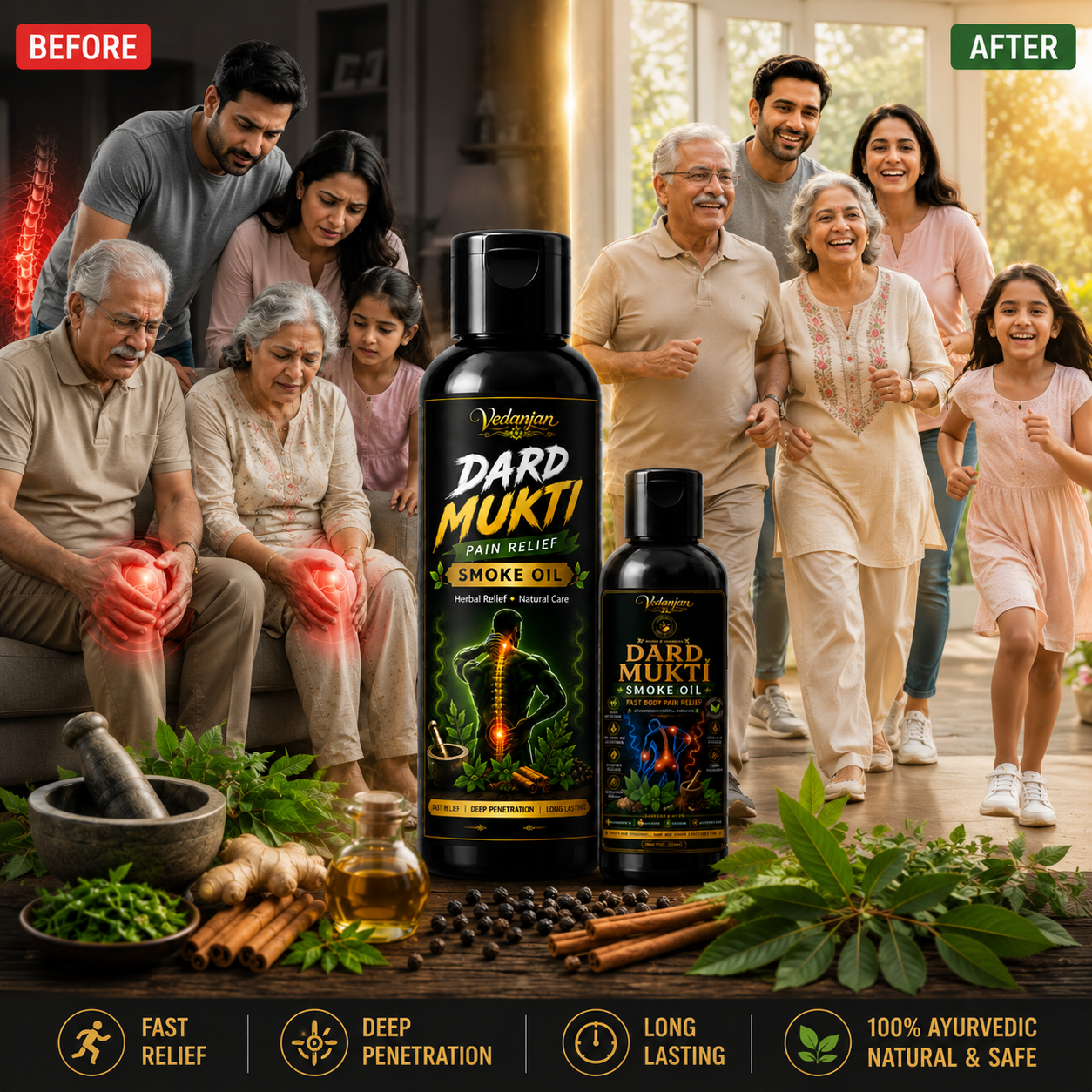Vedanjan Dard Mukti Pain Relief Smoke Oil – Herbal Relief for Joint & Muscle Pain