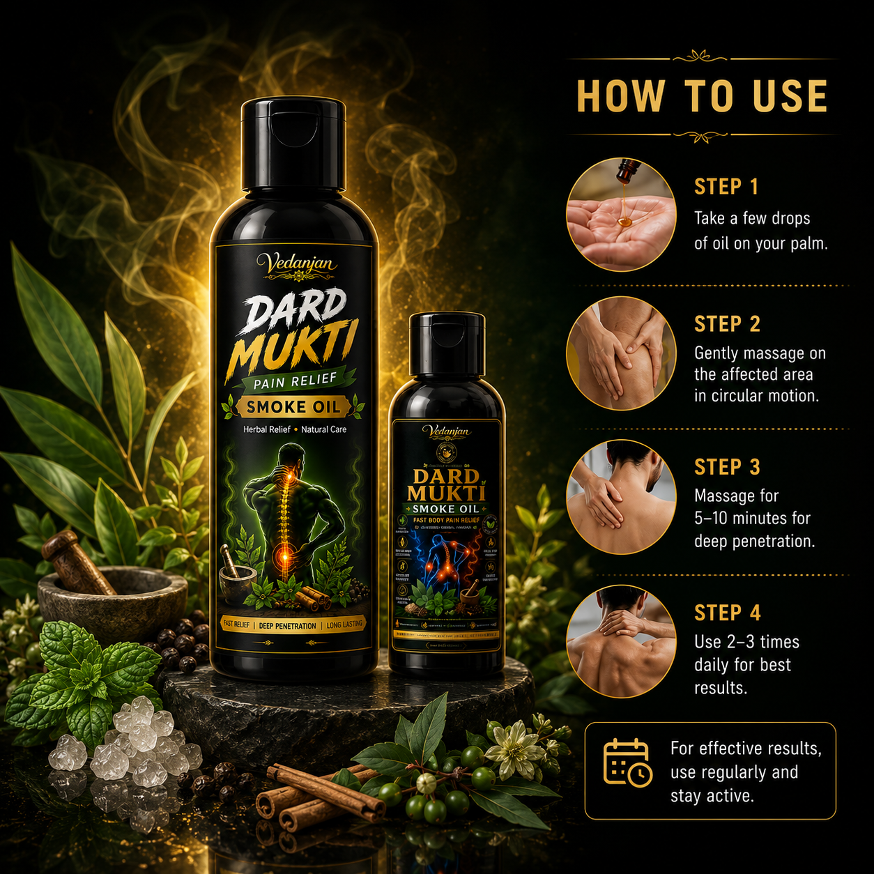 Vedanjan Dard Mukti Pain Relief Smoke Oil – Herbal Relief for Joint & Muscle Pain