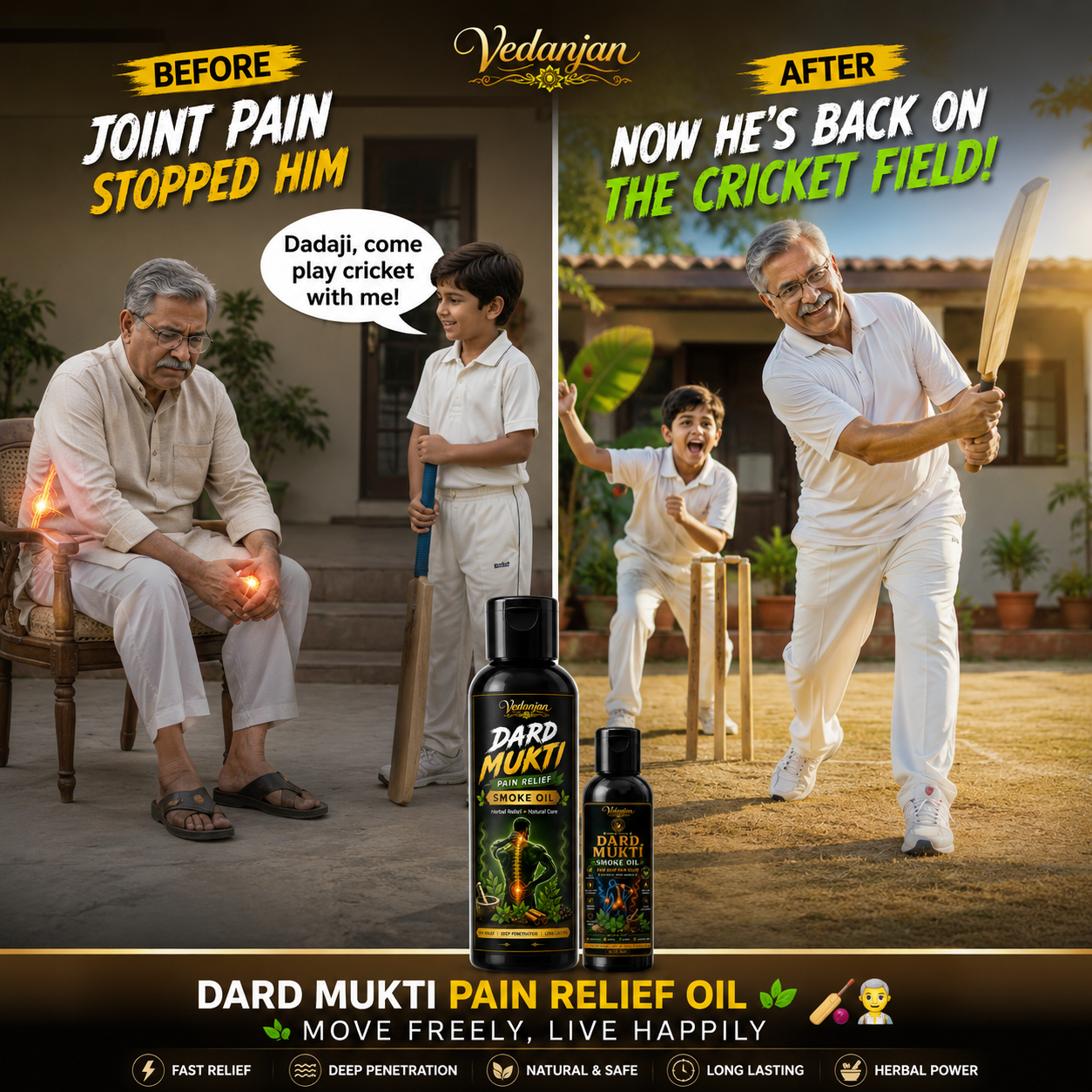 Vedanjan Dard Mukti Pain Relief Smoke Oil – Herbal Relief for Joint & Muscle Pain