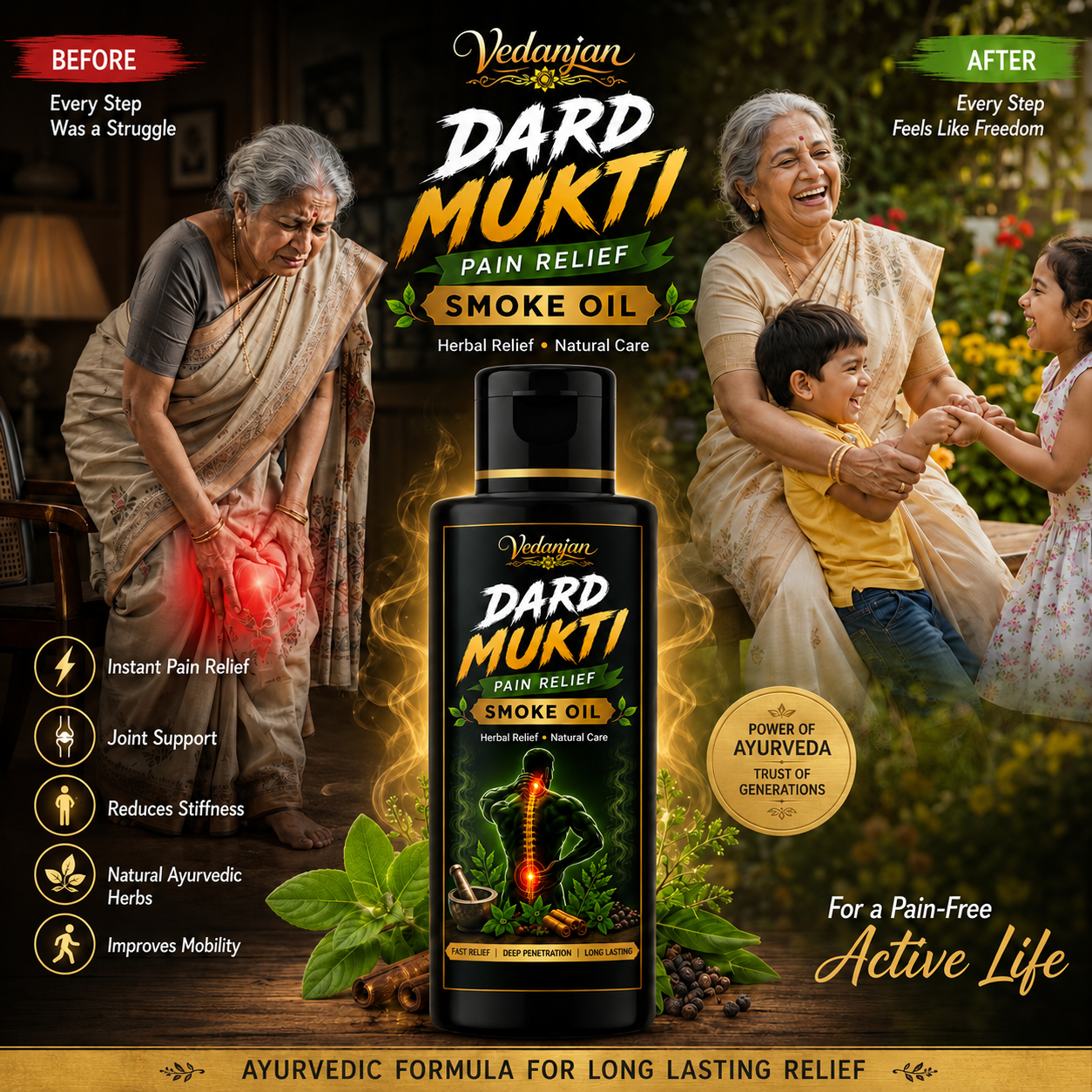 Vedanjan Dard Mukti Pain Relief Smoke Oil – Herbal Relief for Joint & Muscle Pain