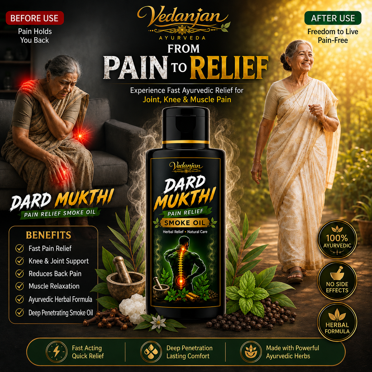 Vedanjan Dard Mukti Pain Relief Smoke Oil – Herbal Relief for Joint & Muscle Pain