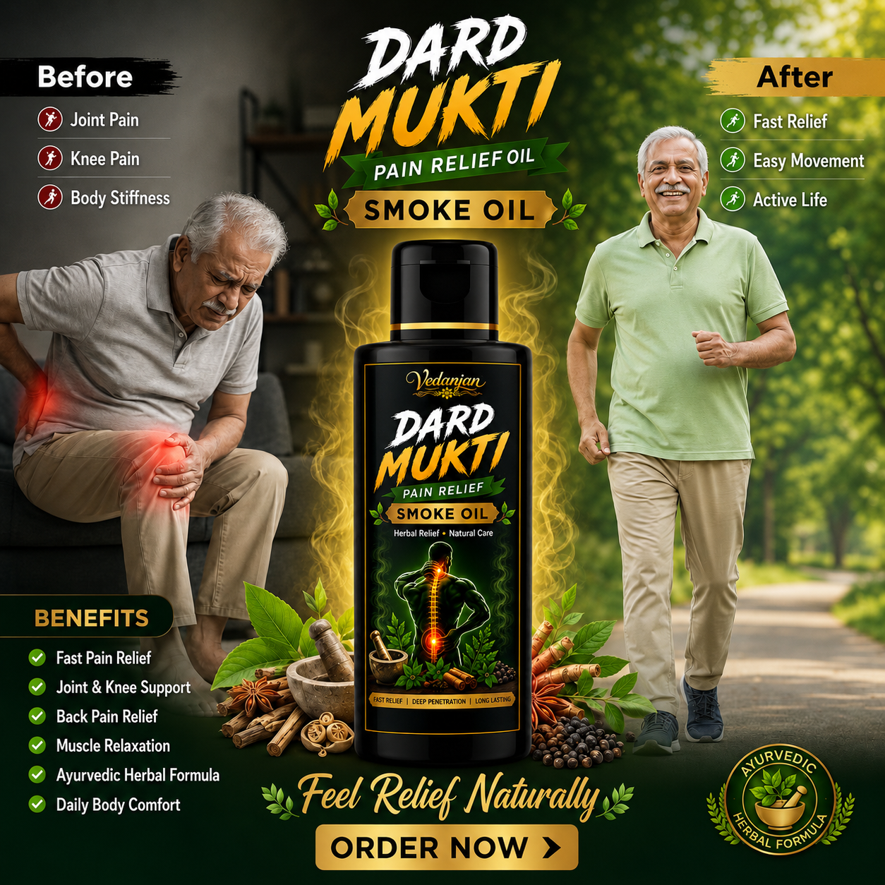 Vedanjan Dard Mukti Pain Relief Smoke Oil – Herbal Relief for Joint & Muscle Pain